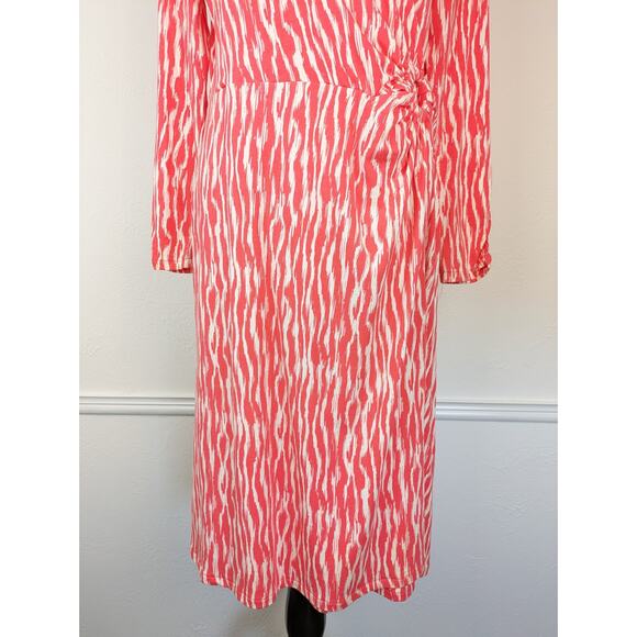 Pendleton Breezeway Dress Faux Wrap Ikat Coral Pink White Spring Summer Size M - Picture 9 of 16
